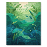 Blue and Teal Green Leaf Abstract Area Rug