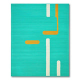 Blue and Teal Teal Geometric Modern Area Rug