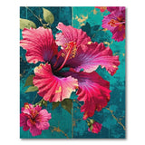 ODIKA Tropical Pink Hibiscus Washable Low Pile Area Rug - Non-Slip & Pet Friendly