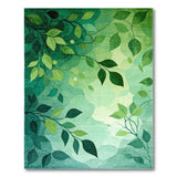 ODIKA Washable Green Botanical Leaves Area Rug - Modern Low Pile Non-Slip Carpet