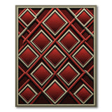 Bold Red Diamond Lattice Area Rug