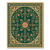 Ornate Green Floral Medallion Rug