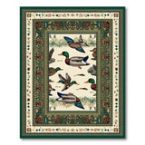 Green Mallard Duck Floral Vintage Area Rug
