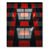 Red Black Checkered Geometric Area Rug