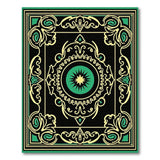 Ornate Black Gold Green Starburst Medallion Rug