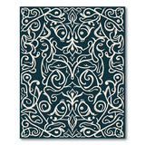 Teal Persian Koi Fish Motif Area Rug