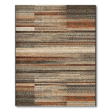 ODIKA Washable Abstract Linear Earth Tone Low Pile Area Rug