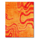 Vibrant Orange Abstract Wave Area Rug