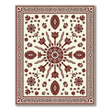 Cream Rust Persian Floral Medallion Rug