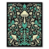 Teal Mushroom Botanical Area Rug