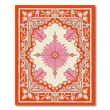 Vibrant Orange Border Pink Floral Medallion Rug