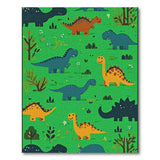 Cartoon Dinosaur Meadow Kids Area Rug