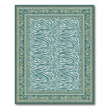 Teal Zebra Stripe Geometric Area Rug