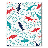 Vibrant Fish Swim Teal Wave Area Rug
