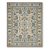 Traditional Persian Blue and Teal Ivory Blue Traditional Persian Area Rug