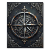Ornate Distressed Compass Rose Area Rug
