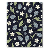 Navy Blue Leaf Blossom Pattern Rug