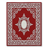 Elegant Red Ornate Frame Border Rug