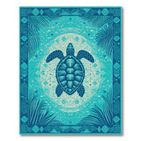 Teal Mandala Sea Turtle Coastal Rug