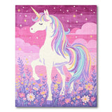 Magical Unicorn Kids Area Rug with Stars Flowers