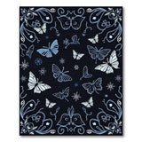 Elegant Blue Butterfly Ornate Area Rug