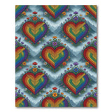 Rainbow Heart Floral Washable Area Rug