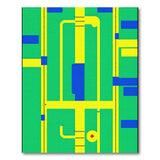 Geometric Maze Area Rug in Green Yellow