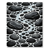 Black Pebble River Stream Area Rug