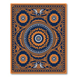 Navy Orange Persian Medallion Area Rug