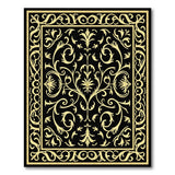 Ornate Gold Baroque Floral Border Area Rug