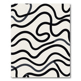 Black and White Abstract Area Wavy Black Lines Abstract Area Rug