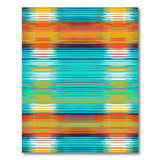Vibrant Teal Orange Striped Geometric Area Rug
