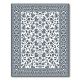 ODIKA Vintage Blue Floral Washable Area Rug - Non-Slip Low Pile Traditional Rug