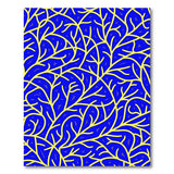 Vibrant Yellow Branches on Navy Blue Area Rug