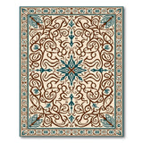 Teal Medallion Ivory Persian Area Rug