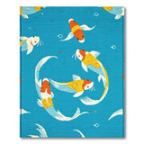 Teal Koi Fish Swimming Area Rug