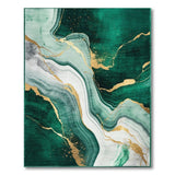 Emerald Green Marble Gold Vein Abstract Area Rug