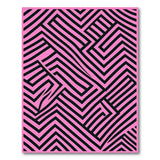 Bold Pink Black Geometric Maze Area Rug