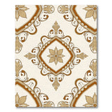 Ornate Gold Floral Diamond Frame Area Rug
