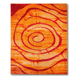 Vibrant Orange Swirl Geometric Area Rug
