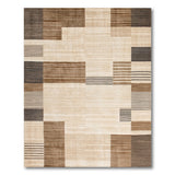 Tan Brown Geometric Block Stripe Area Rug