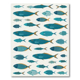 Whimsical Teal Fish School Area Rug