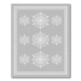Grey Snowflake Area Rug with Ornate Border
