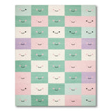 Pastel Smiley Face Checkered Kids Area Rug