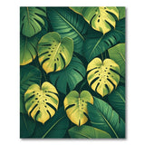 Green Lush Variegated Monstera Leaf Green Area Rug
