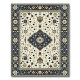 Ivory Navy Persian Medallion Area Rug