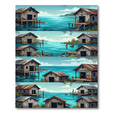 Weathered Coastal Shacks Area Rug