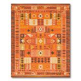 Vibrant Terracotta Geometric Southwestern Rug