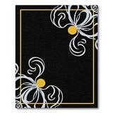 Black Gold Floral Border Area Rug