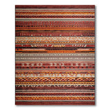 Vibrant Red Rust Geometric Stripe Area Rug